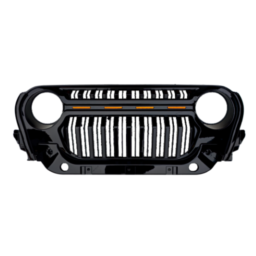 Top Fire Grill With LED Matt Black Gloss Black For Mahindra Thar